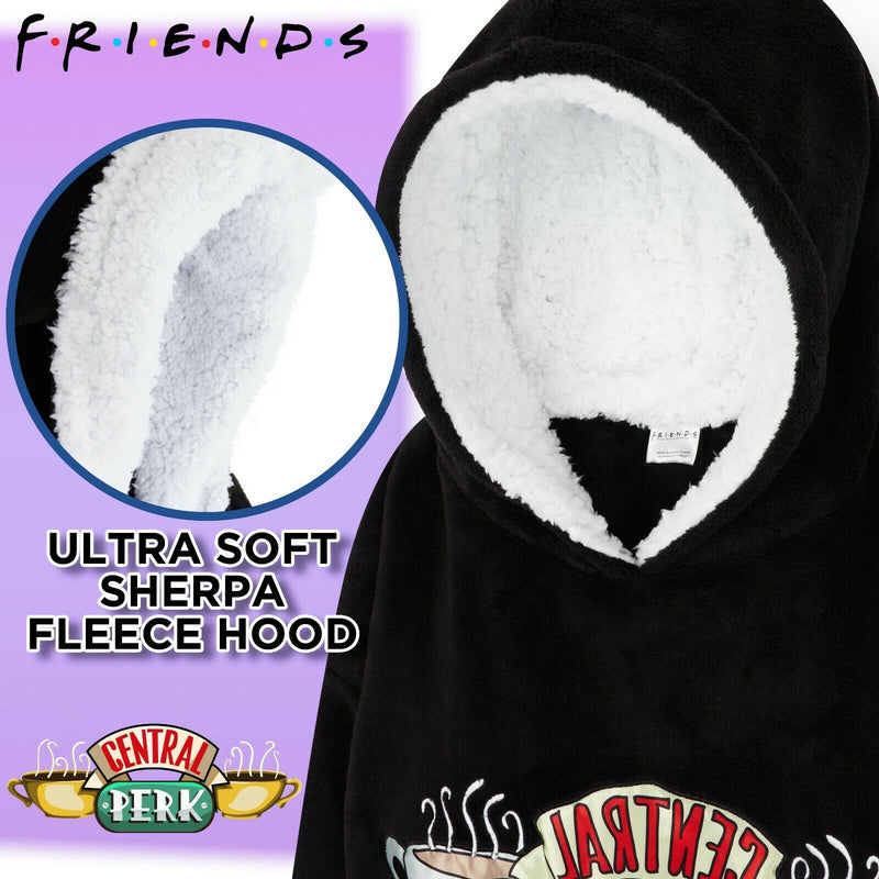 Friends Black Hoodie for Girls Teens, Fleece Oversized Hoodie Blanket - Get Trend