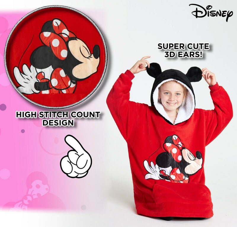 Disney Hoodie, Fleece Oversized Hoodie Blanket for Girls in Red, Minnie Mickey Gifts - Get Trend