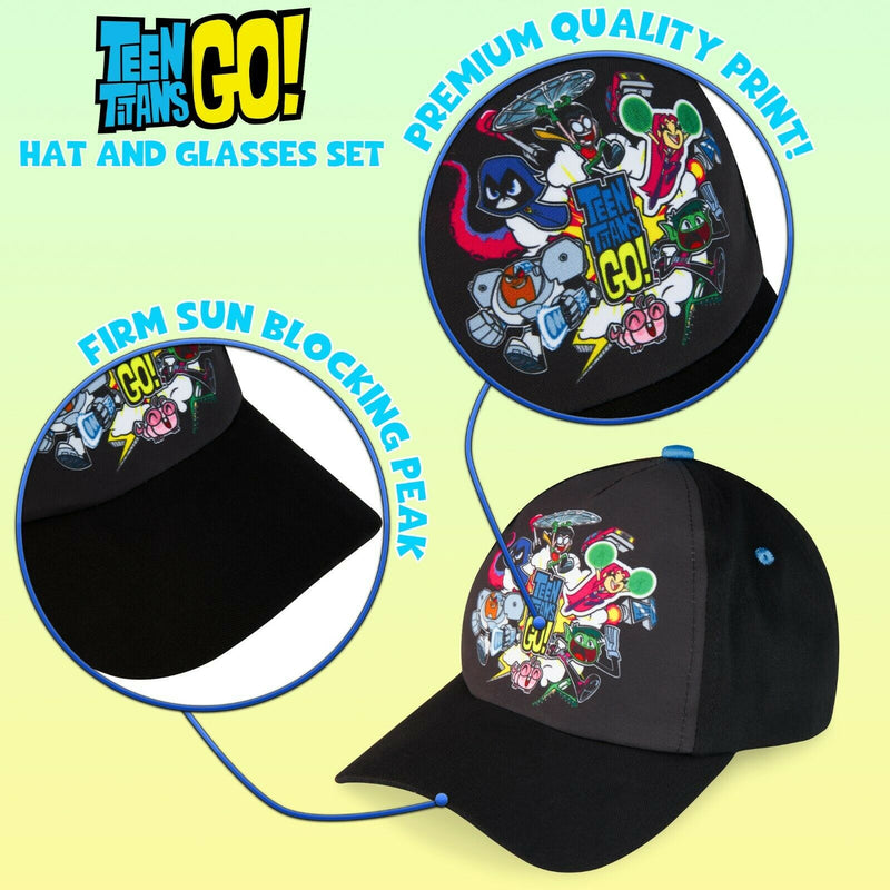Teen Titans Go! Baseball Cap and Kids Sunglasses Set, Boys Sun Hat, Sunglasses
