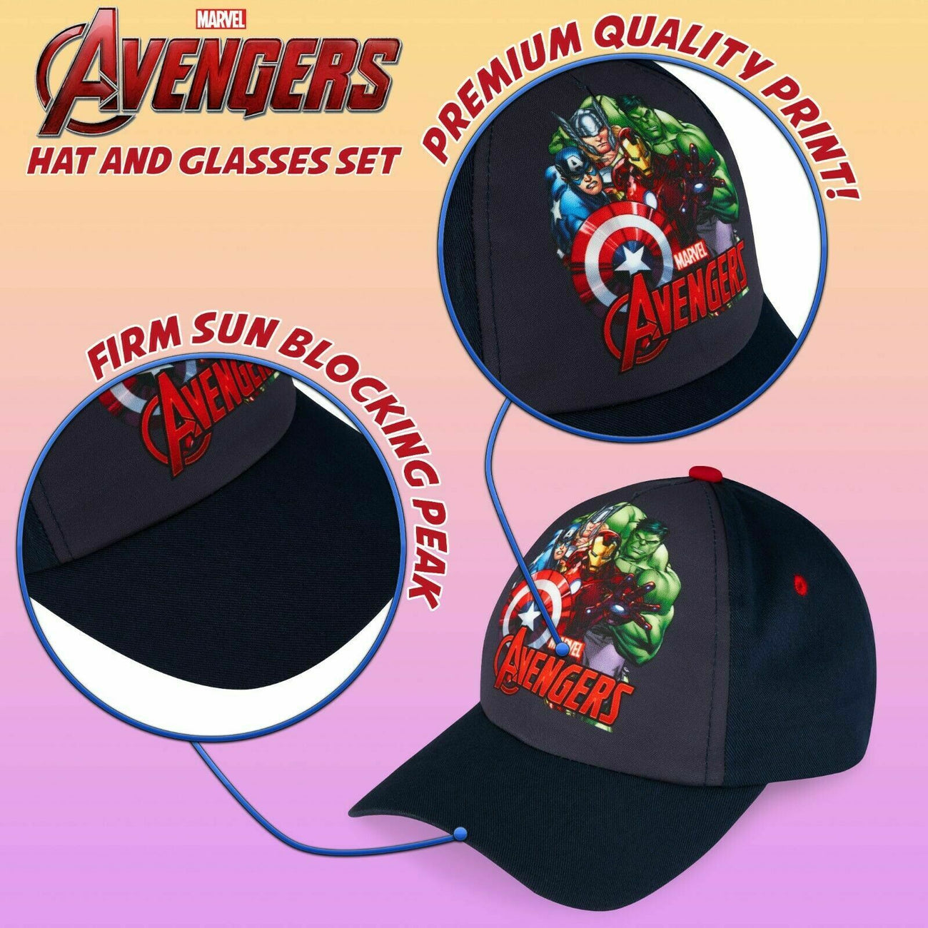 Marvel Baseball Cap Spiderman Sunglasses & Boys Caps Kids