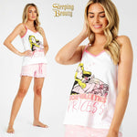 Disney Ladies Pyjamas Set, Cami Top & Sleep Shorts Sleeping Beauty Women PJs - Get Trend