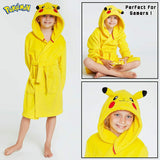 Pokemon Soft Fleece Dressing Gown with 3D Pikachu Hood for Boys Girls Teens - Get Trend