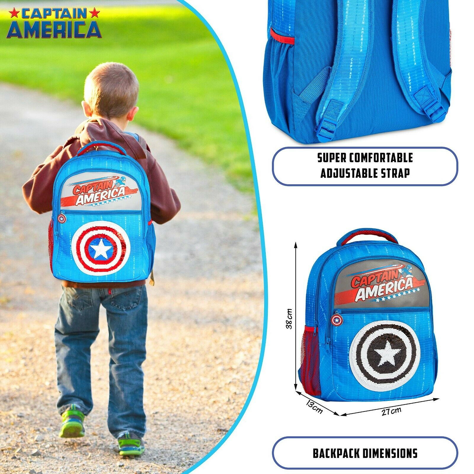 Marvel Backpack - Kids Backpack with Captain America - Get Trend