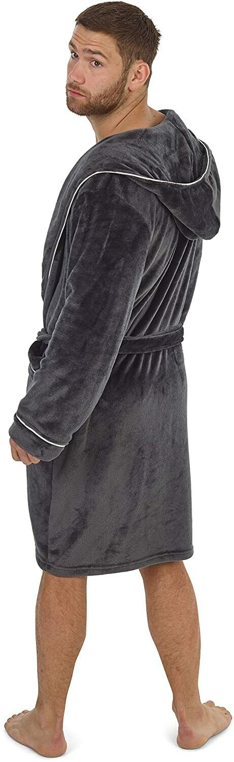 CityComfort Super Soft  Hooded Dressing Gowns for Men in Grey or Navy - Get Trend