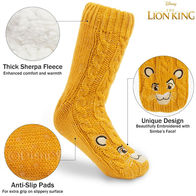 Disney Lion King Knitted Warm Fluffy Slipper Socks For Women - Get Trend