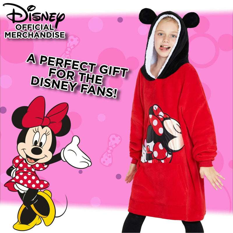 Disney Hoodie, Fleece Oversized Hoodie Blanket for Girls in Red, Minnie Mickey Gifts - Get Trend