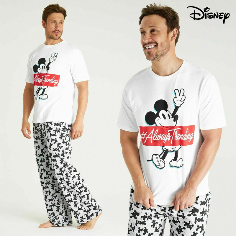 Disney Mickey Mouse Mens Pyjamas Set, 2 Piece Cotton Pjs for Men - Get Trend