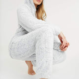 Pyjamas Ladies PJ's Comfy Snuggle Warm Fleece Twosie Pajama Set for Women Girls - Get Trend