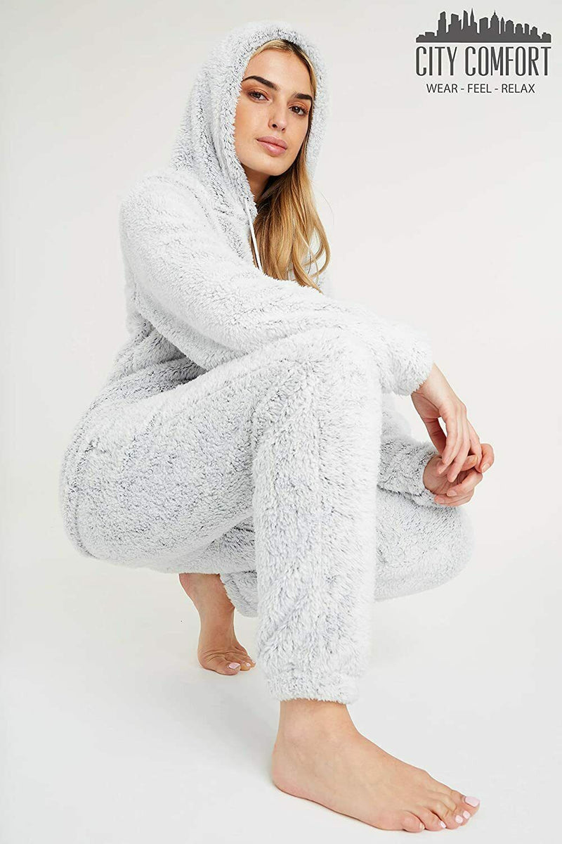 Pyjamas Ladies PJ's Comfy Snuggle Warm Fleece Twosie Pajama Set for Women Girls