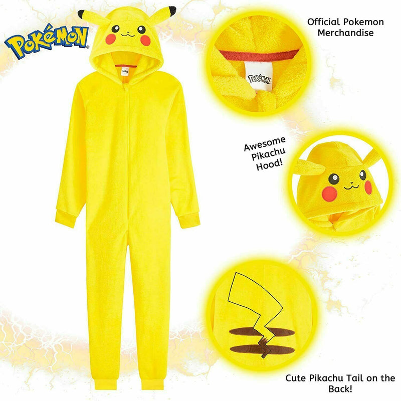 Pokemon Pikachu Onesie Halloween Costumes Fleece Adult Onesie - Get Trend