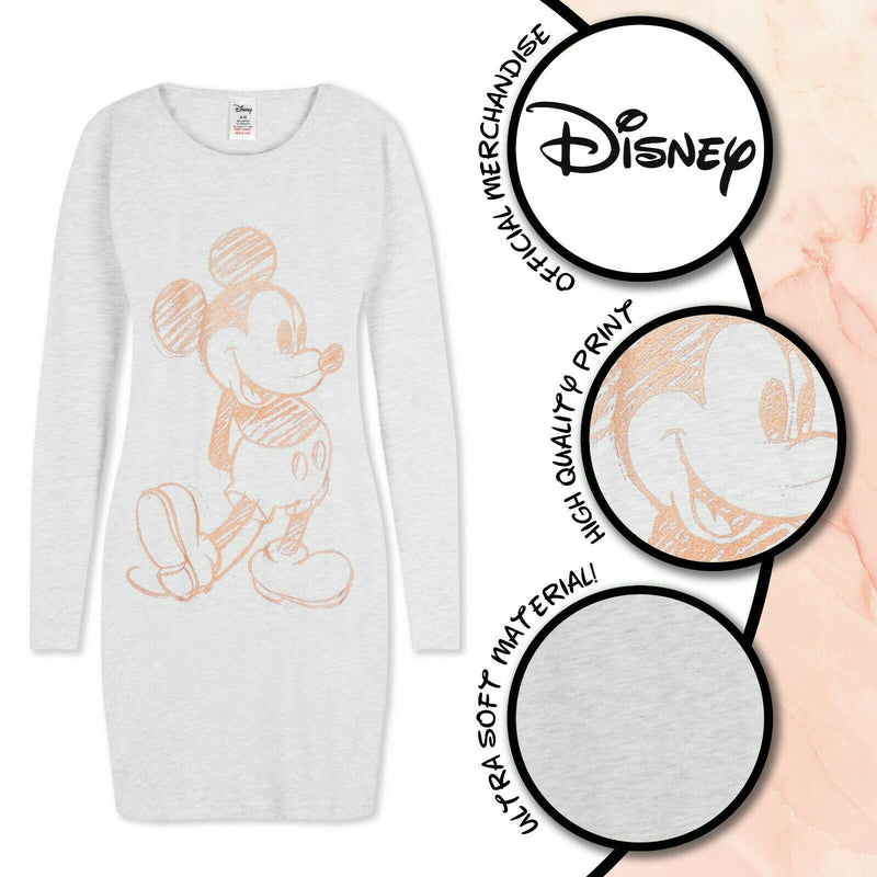Disney Nightdresses for Women, Mickey Mouse Long Sleeves Nighties for Ladies - Get Trend