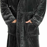 Mens Dressing Gown Super Soft, Mens Fleece Robe with Hood - Get Trend