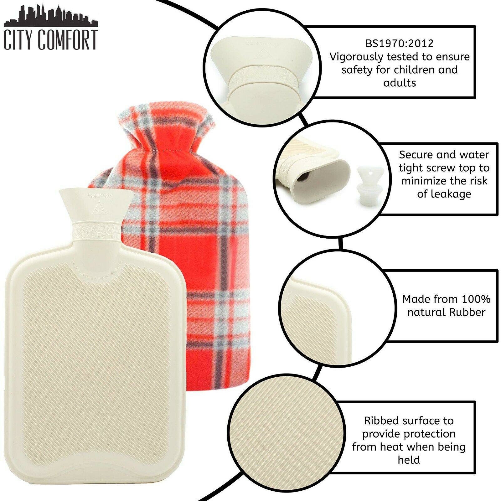 Hot Water Bottle with Beautiful Fleece Print Soft Cover - Get Trend
