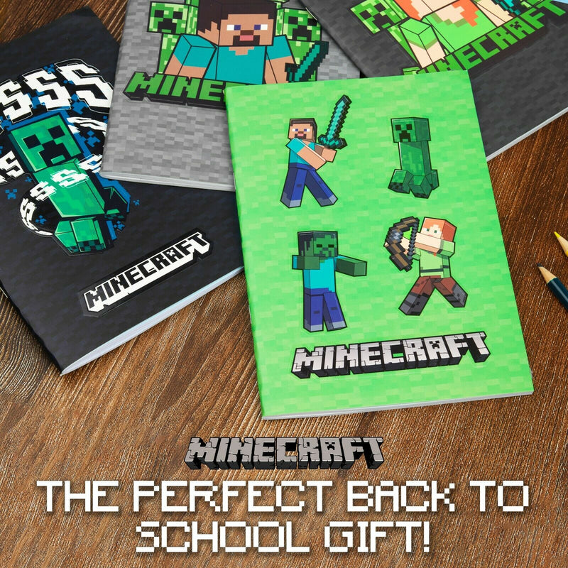 Minecraft A5 Notebook Set, 4 Pack Note Pads Lined, Back to School Supplies - Get Trend