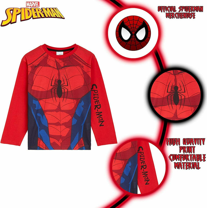 Marvel Spiderman Pyjamas, 2 Piece Superhero Long Cotton PJs for Children & Teens - Get Trend