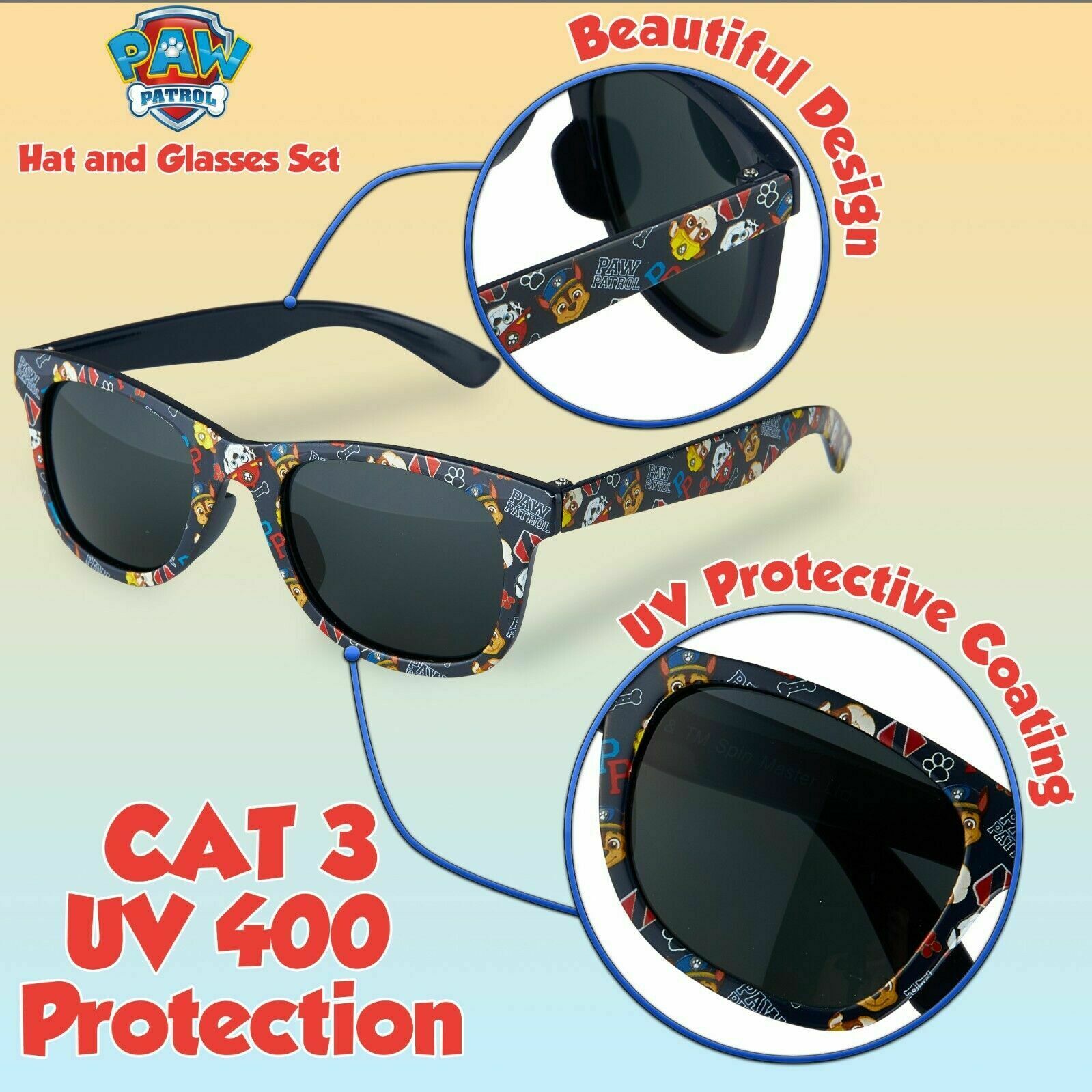 Paw Patrol Baseball Cap and Kids Sunglasses - Boys Sun Hat & UV400 Sunglasses - Get Trend
