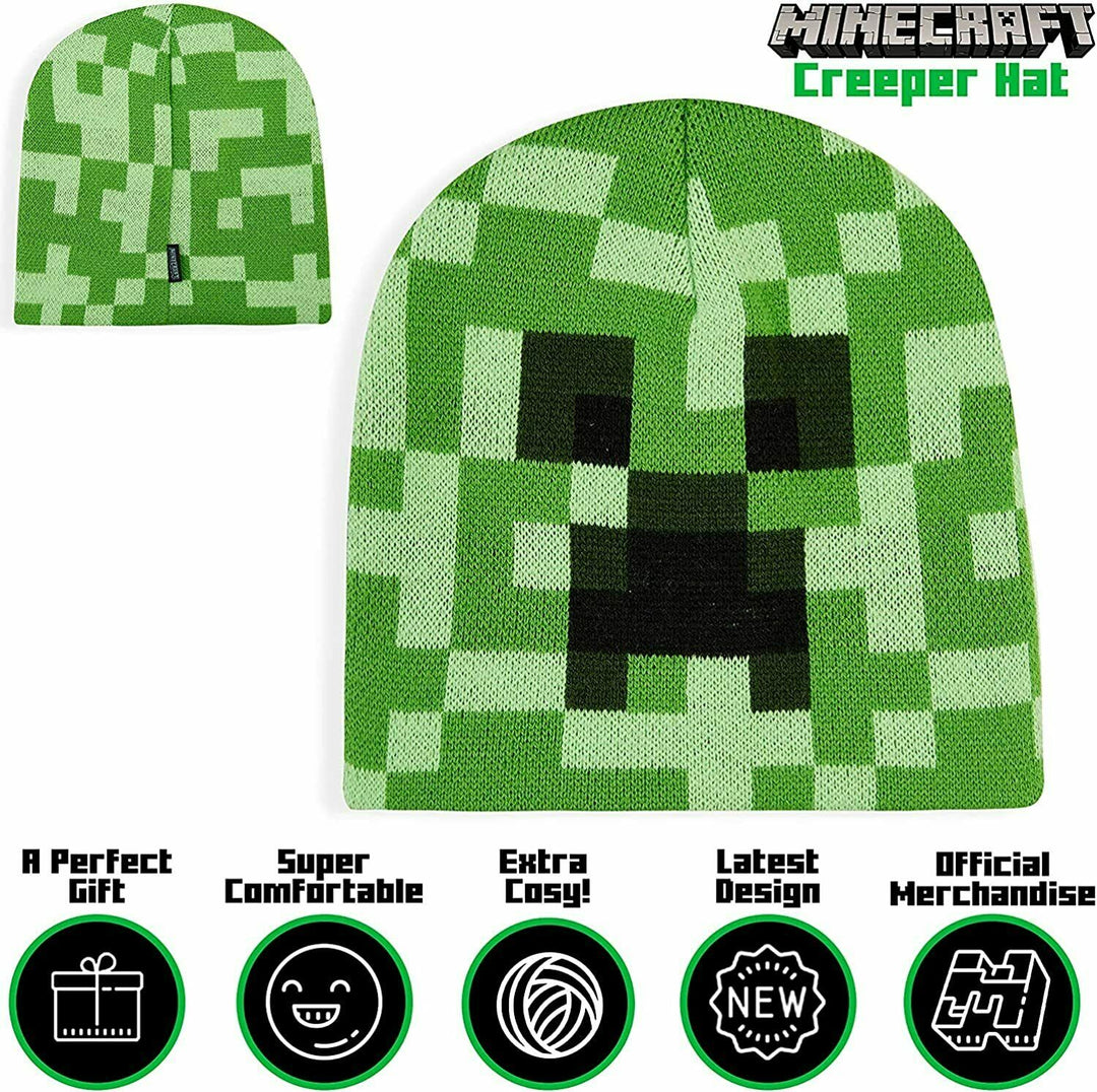 Minecraft Creeper Knitted Beanie Hat for Boys Girls Men Women ...