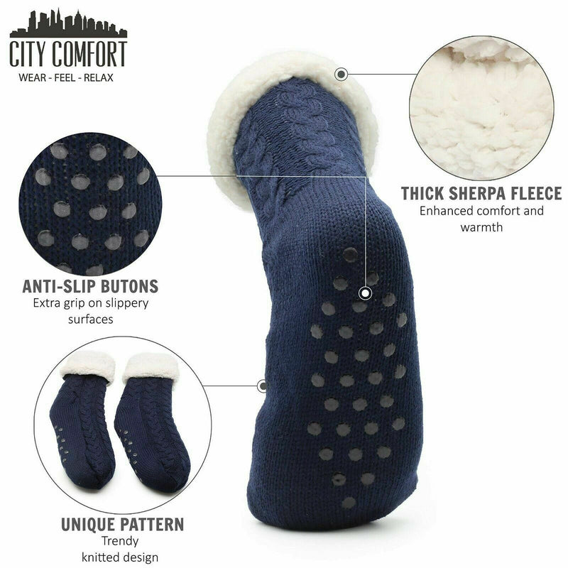 Mens Slipper Socks Bed Socks for Men with Sherpa Wool Non Slip - Get Trend