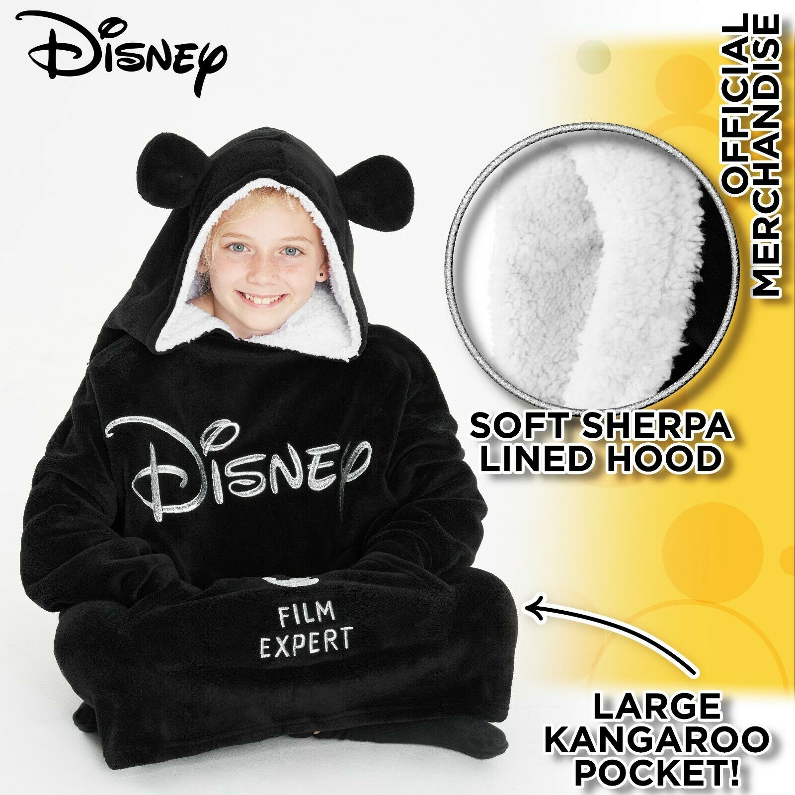 Disney Hoodie, Fleece Oversized Hoodie Blanket in Black, Minnie Mickey Gifts - Get Trend