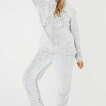 Pyjamas Ladies PJ's Comfy Snuggle Warm Fleece Twosie Pajama Set for Women Girls - Get Trend