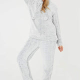 Pyjamas Ladies PJ's Comfy Snuggle Warm Fleece Twosie Pajama Set for Women Girls - Get Trend