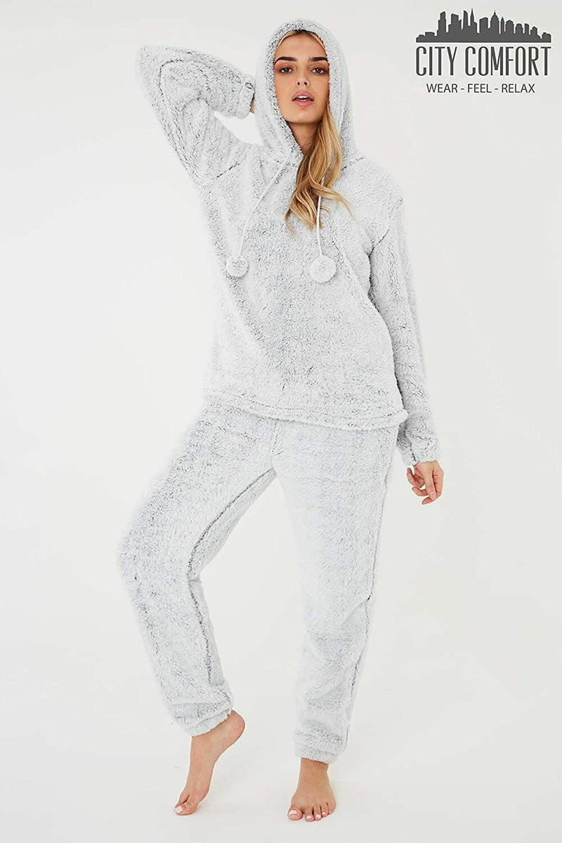 Pyjamas Ladies PJ's Comfy Snuggle Warm Fleece Twosie Pajama Set for Women Girls - Get Trend