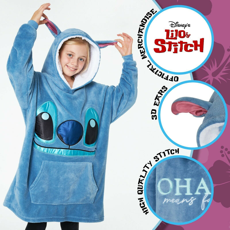 Stitch Disney Hoodie for Kids, Fleece Oversized Hoodie Blanket, Stitch Disney Gifts