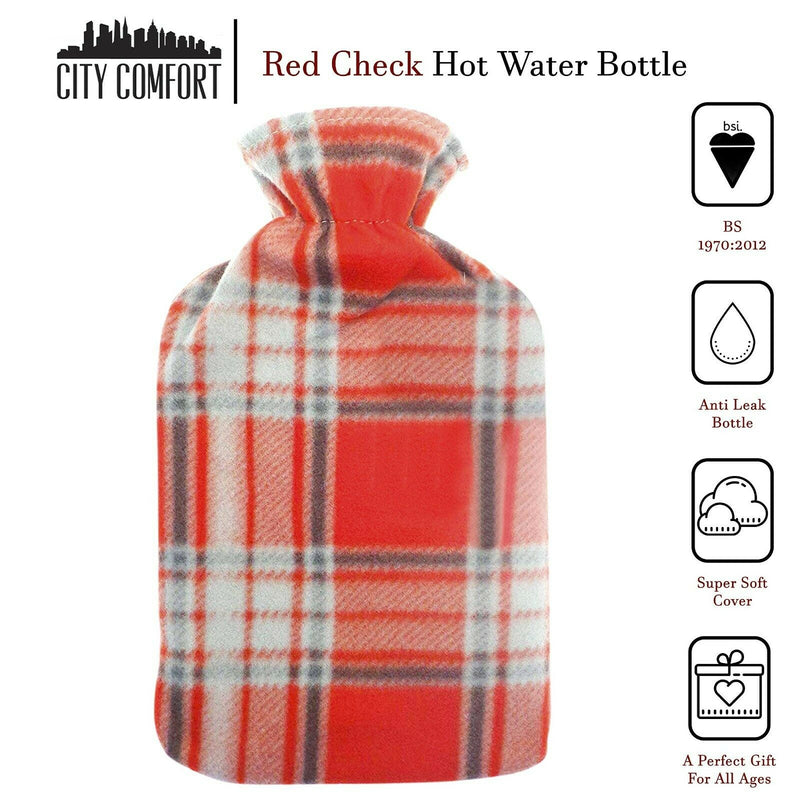 Hot Water Bottle with Beautiful Fleece Print Soft Cover - Get Trend