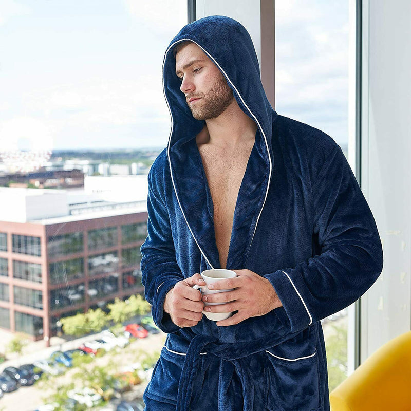 CityComfort Super Soft  Hooded Dressing Gowns for Men in Grey or Navy