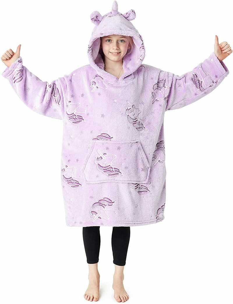 CityComfort Girls Oversized Hoodie Blanket , Kids Fleece Fluffy Snuggle Hoodies - Get Trend