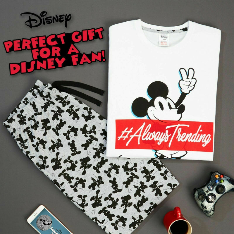 Disney Mickey Mouse Mens Pyjamas Set, 2 Piece Cotton Pjs for Men - Get Trend