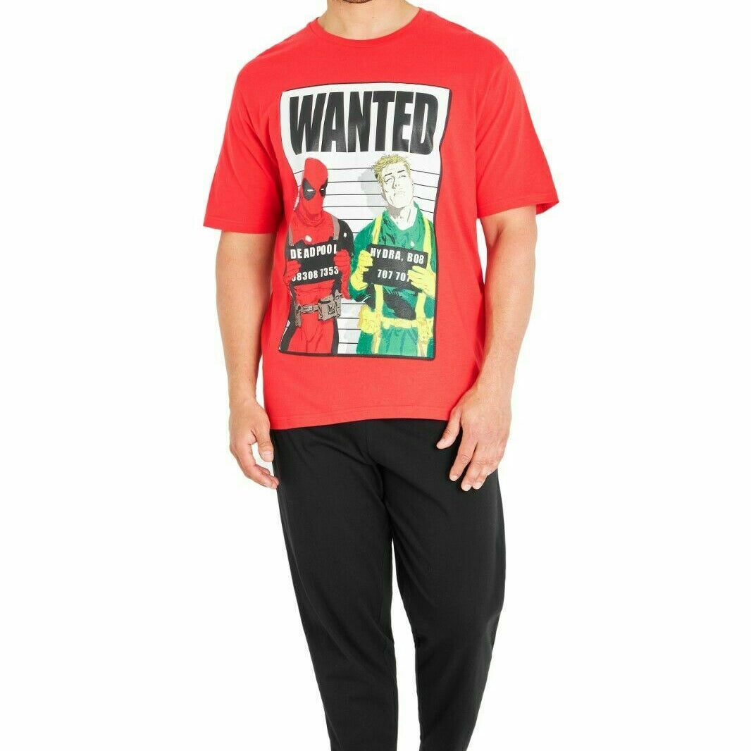 Marvel Deadpool Mens Pyjamas Set, Cotton Men PJs With Short Sleeve - Get Trend