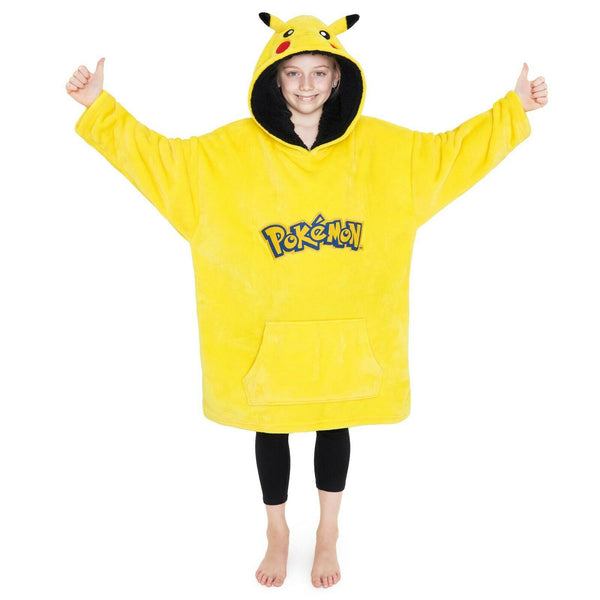 Pokemon Hoodie for Boys, Pikachu Oversized Blanket Hoodie Kids, Fleece Poncho - Get Trend
