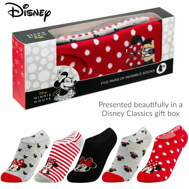 Disney Invisible 5 Pairs Socks, Minnie & Mickey No Show, Disney Gifts