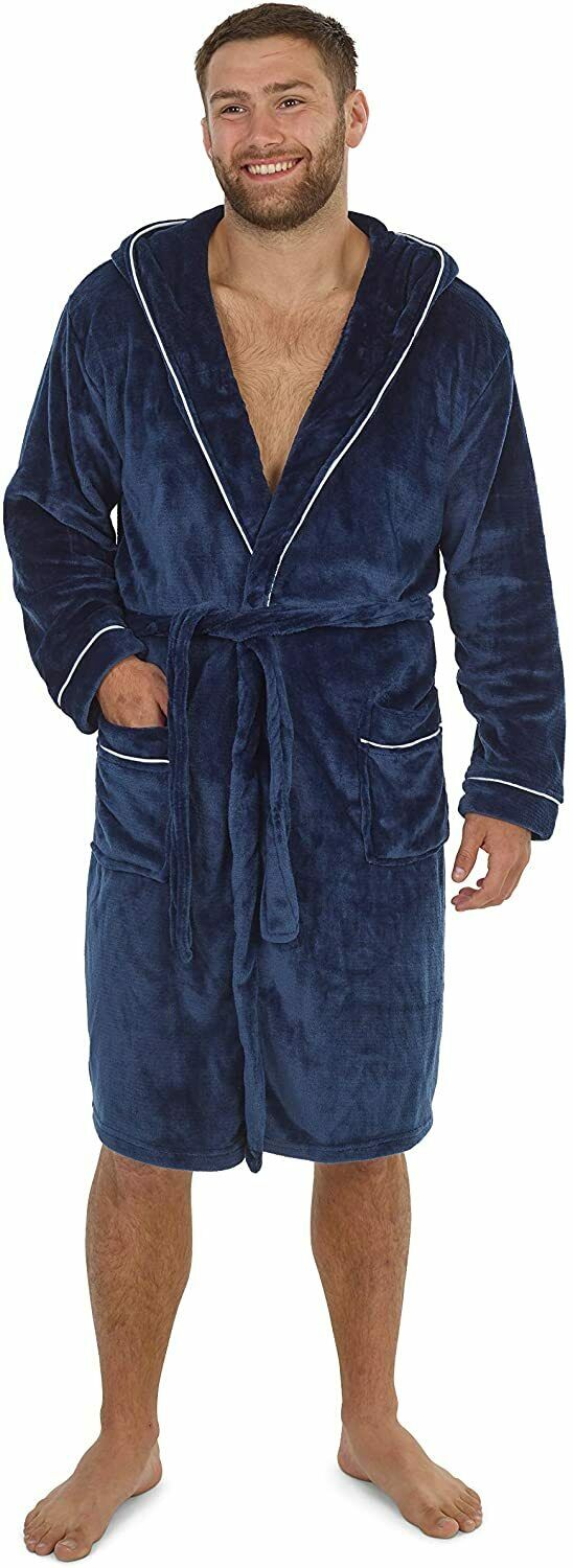 CityComfort Super Soft  Hooded Dressing Gowns for Men in Grey or Navy - Get Trend