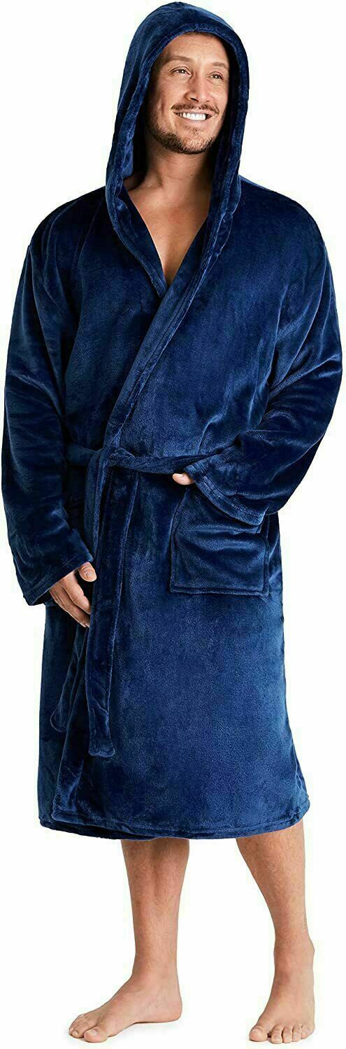Mens Dressing Gown Super Soft, Mens Fleece Robe with Hood - Get Trend