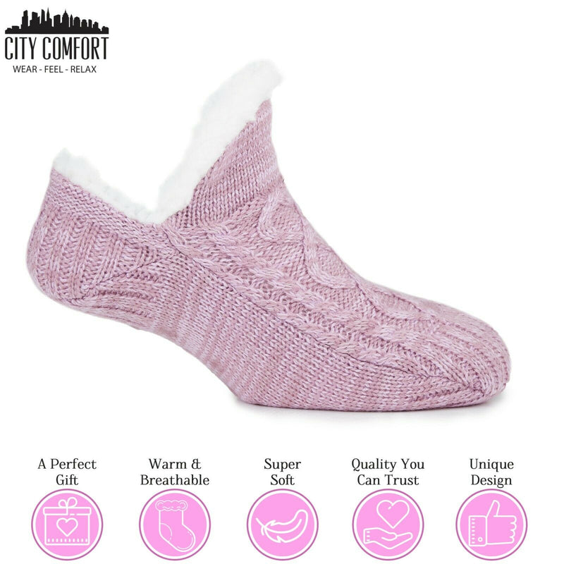 Citycomfort Fluffy Socks For Men And Women,Size 5-8,Non Slip Knitted Slipper