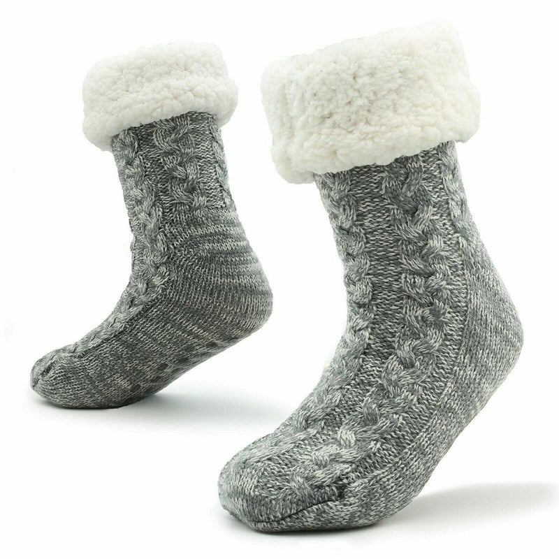 5Pairs Men's Fuzzy Socks Non Slip Grip Socks Winter Fluffy Slipper Socks  Cozy Warm Plush Sleep Cabin Footies with Grippers