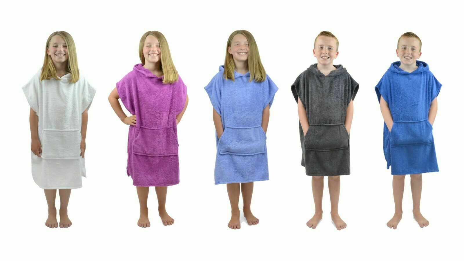 CityComfort Hooded Towelling Poncho with Pockets for Boys and Girls - Get Trend