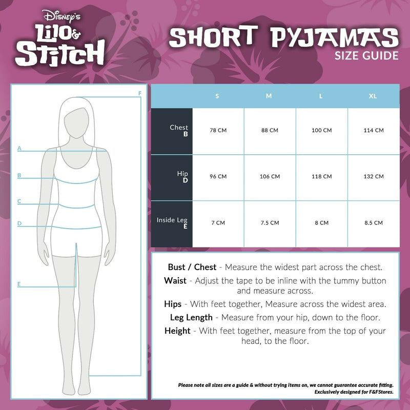 Disney Ladies Pyjamas Set, 2 Piece Short Pjs for Women Character Stitch - Get Trend
