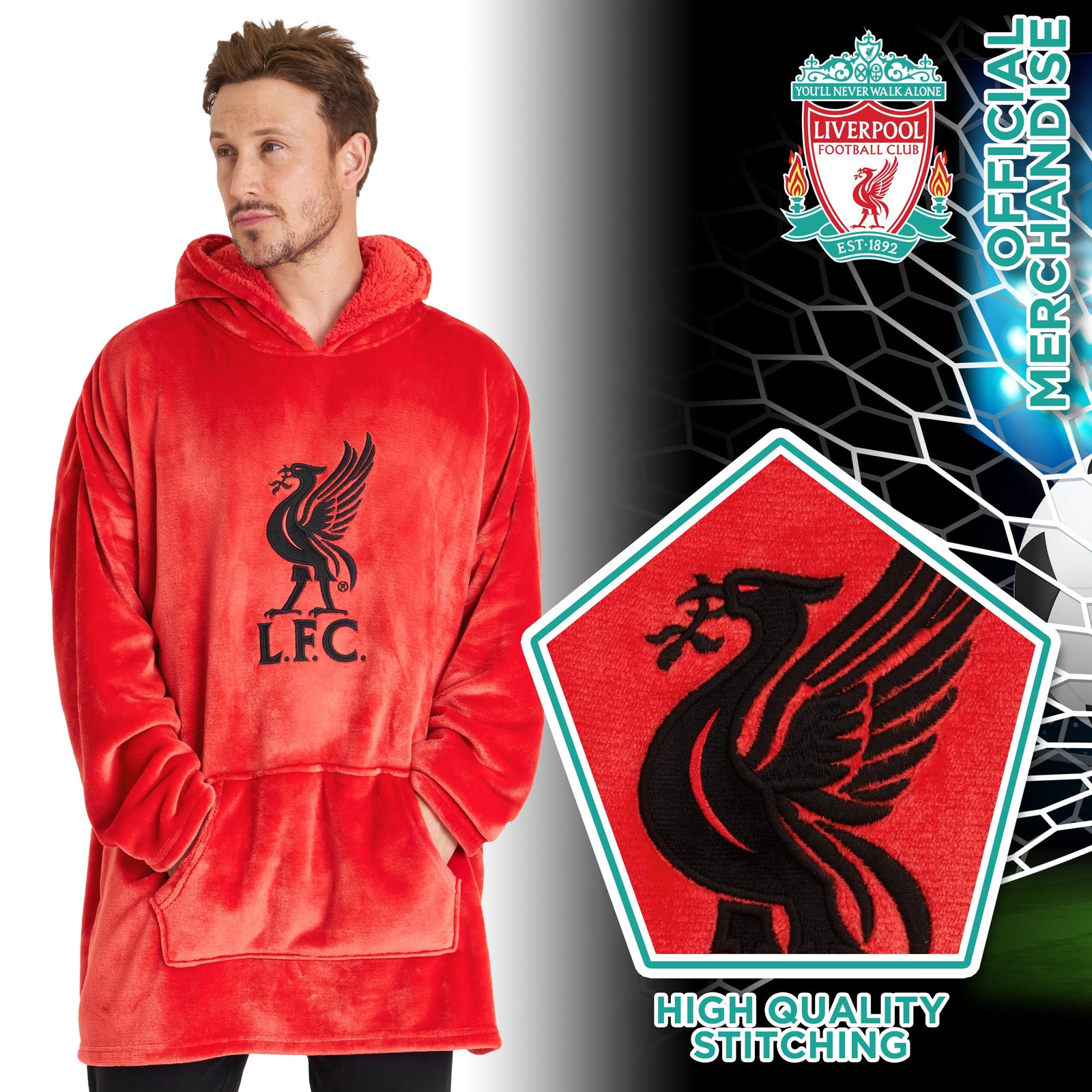 Liverpool F C Oversized Red Hoodie Blanket For Men Official Football