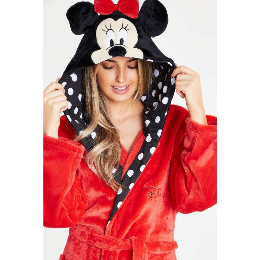 Disney Ladies Dressing Gown Minnie Mouse Fleece Hooded Robe Gifts for Women Dressing Gown Minnie Mouse £23.49
