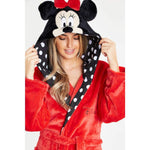 Disney Ladies Dressing Gown Minnie Mouse Fleece Hooded Robe Gifts for Women Dressing Gown Minnie Mouse £23.49