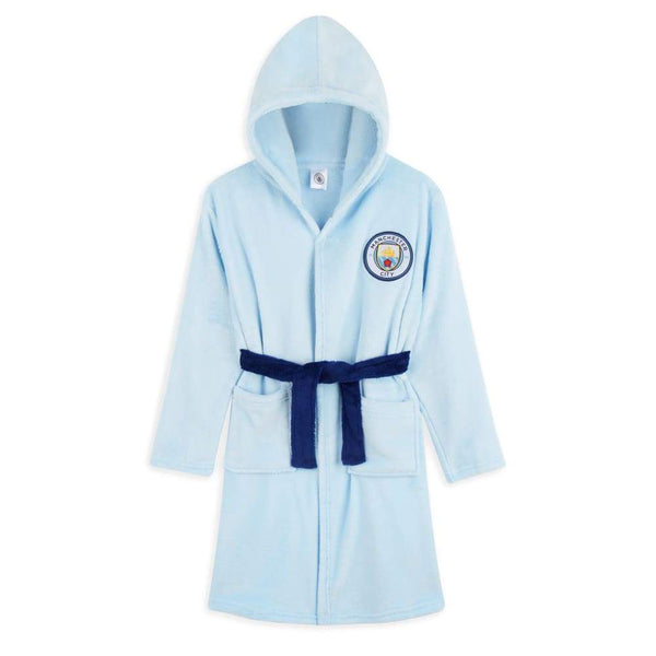 Manchester City F.c. Boys Dressing Gown Kids Hooded Robe Football Gifts Dressing Gown Manchester City F.c. £15.49