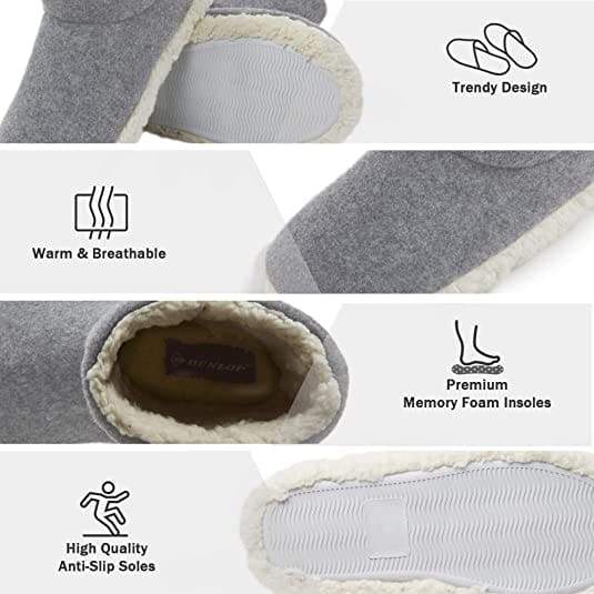 Dunlop Faux Sheepskin Warm Memory Foam Indoor Outdoor Bootie Slippers for Ladies Bootie Slippers Dunlop £14.45