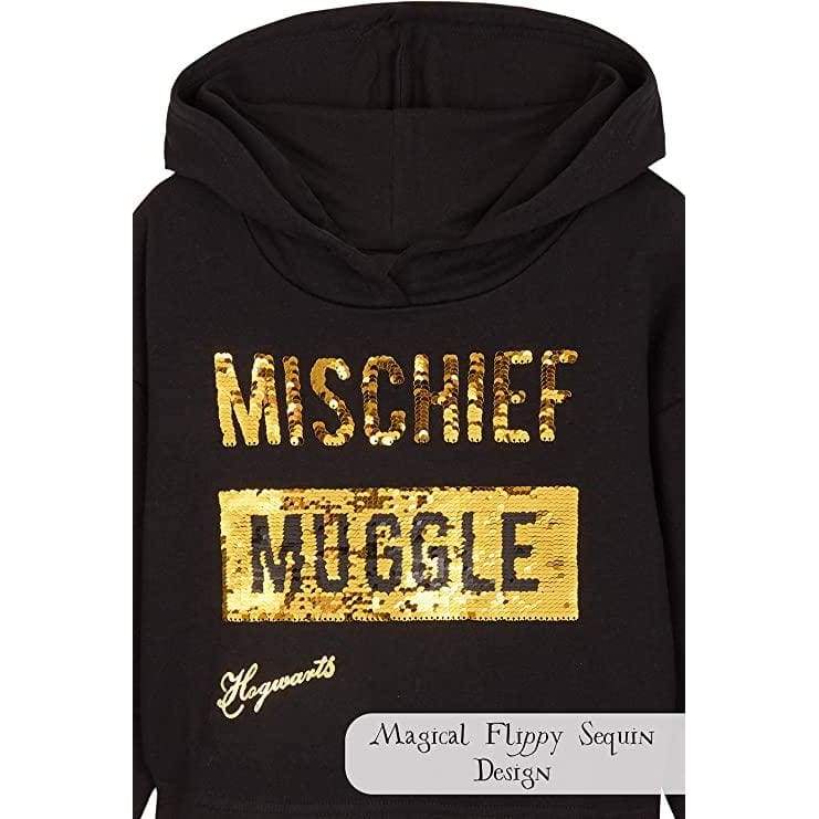 Harry Potter Black Cropped Hoodie & Leggings Cotton Set for Girls & Teenager Loungewear Set Harry Potter £15.49