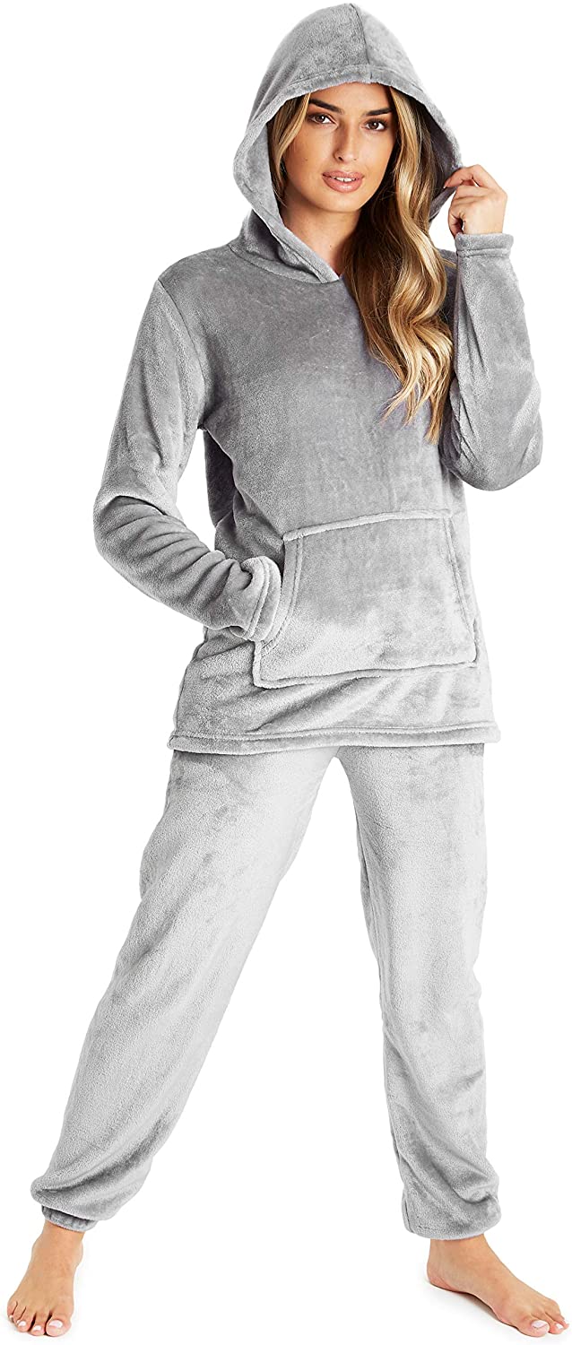 CityComfort Womens Pyjamas, Warm Fleece Hooded Pyjamas for Women Sets