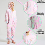 CityComfort Glow in The Dark Onesie Kids Onesies for Girls Rainbow Unicorn Pyjamas - Get Trend