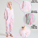 CityComfort Glow in The Dark Onesie Kids Onesies for Girls Rainbow Unicorn Pyjamas - Get Trend