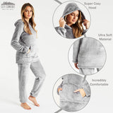 CityComfort Womens Pyjamas, Warm Fleece Hooded Pyjamas for Women Sets